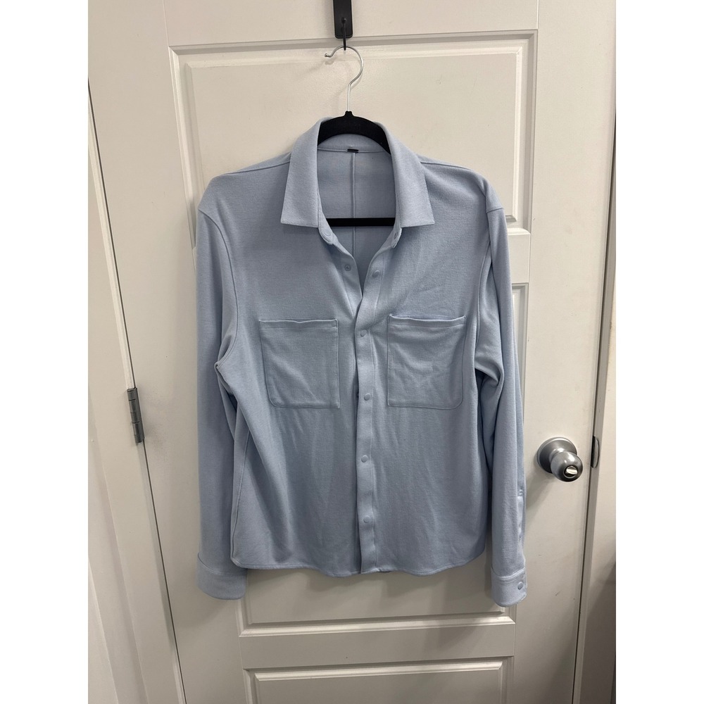Lululemon Lab Overshirt Mens Small Blue Button Front Long Sleeve Jacket‎ LM3CZMS